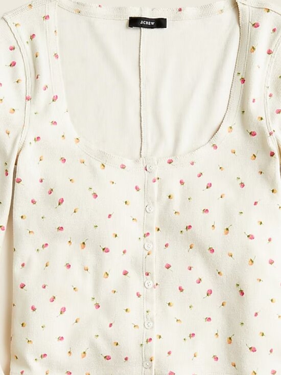 J.CREW SCOOPNECK RIBBED CARDIGAN TOP IN ROSEBUD PRINT - Picture 4 of 4